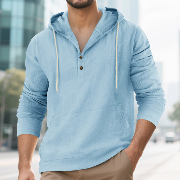 Herren Pullover mit Kapuze und Knopfleiste Aliams