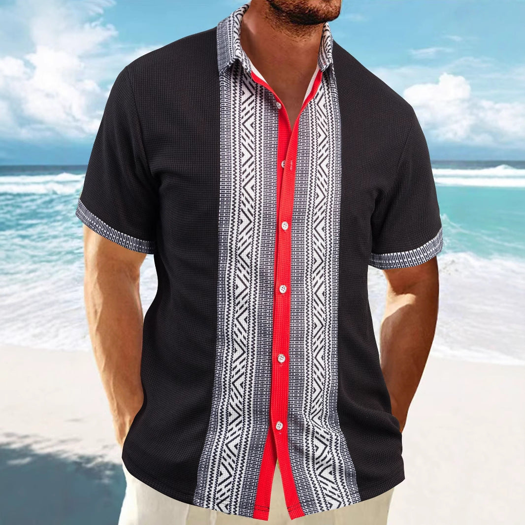 Herren Kurzarmhemd mit ethnischem Muster Aliams