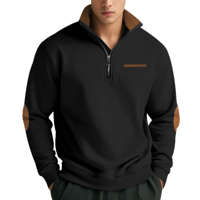 Herren Hochwertiges Sweatshirt mit Stehkragen und Reißverschluss Aliams