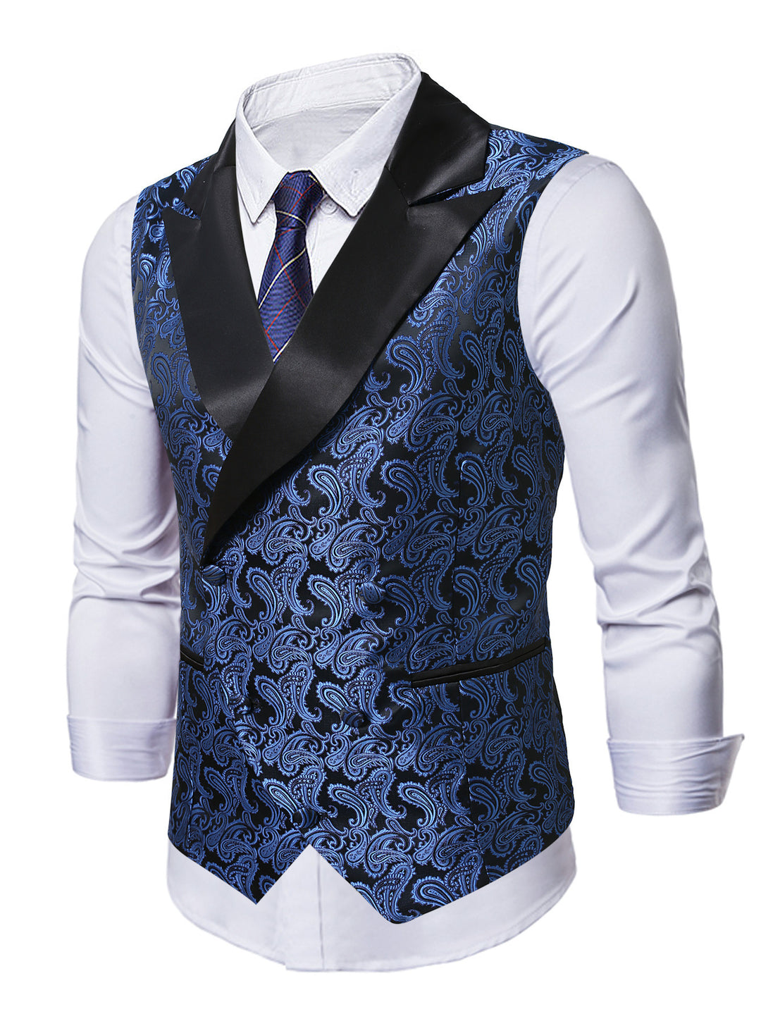Herren elegante Paisley-Weste mit glänzendem Finish Aliams