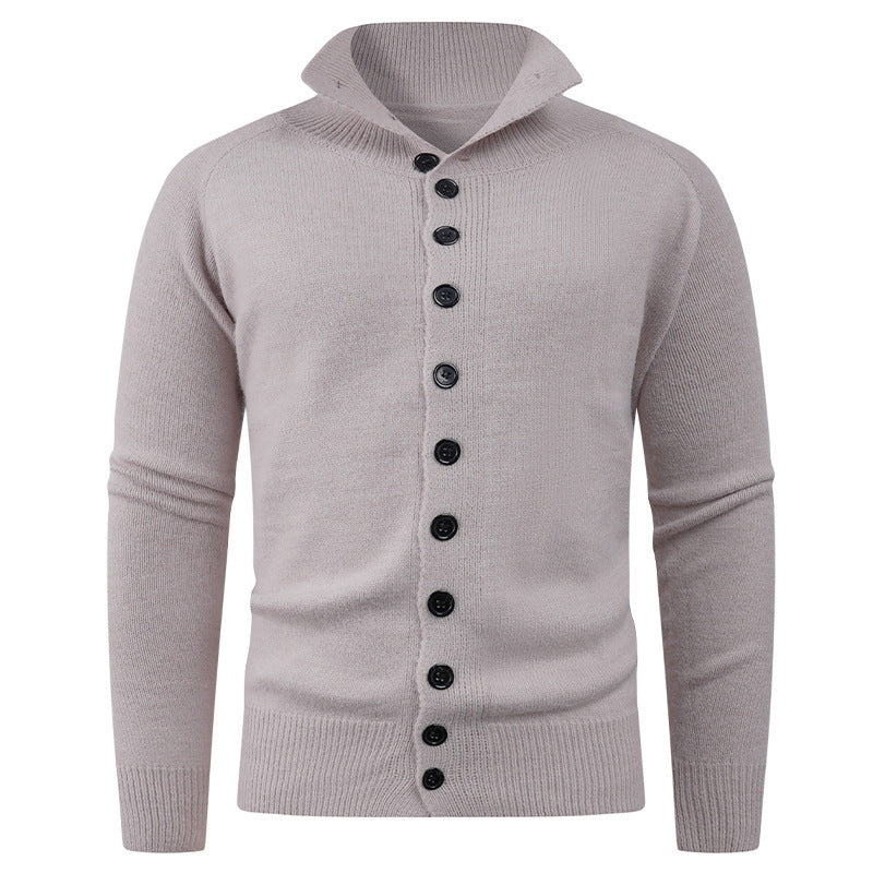 Herren Strickpullover mit hohem Kragen und Knopfverschluss Aliams