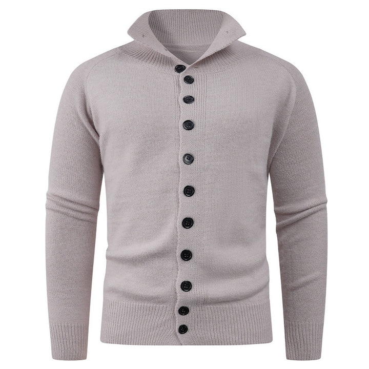 Herren Strickpullover mit hohem Kragen und Knopfverschluss Aliams