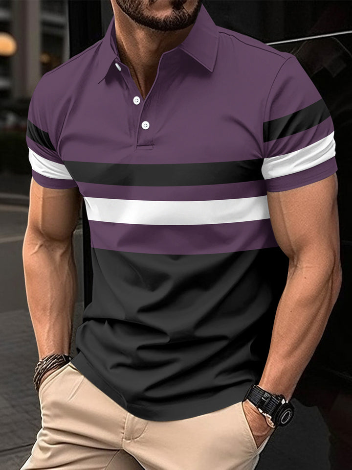 Herren Trendy Gestreiftes Aktiv Polo-Shirt Aliams