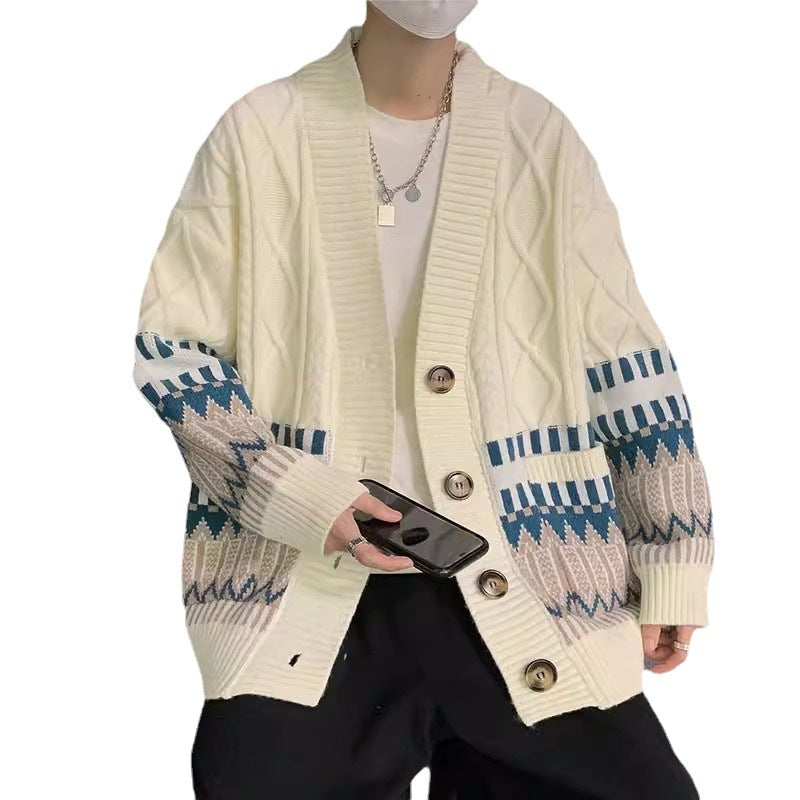 Herren Grobstrickjacke mit modernen Mustern und praktischen Taschen Aliams