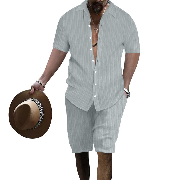 Herren gestreiftes Kurzarmhemd und Bermuda-Set Aliams