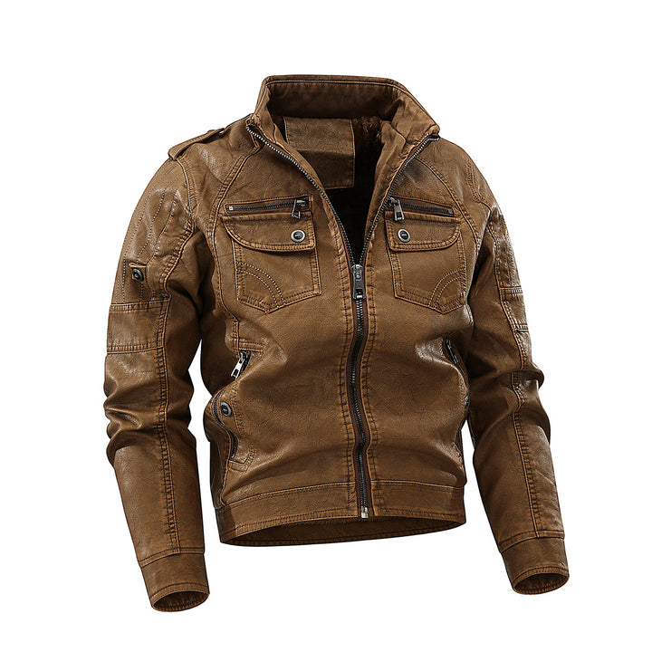 Herren stylische Bikerjacke mit praktischen Taschen und hochgeschlossenem Kragen Aliams