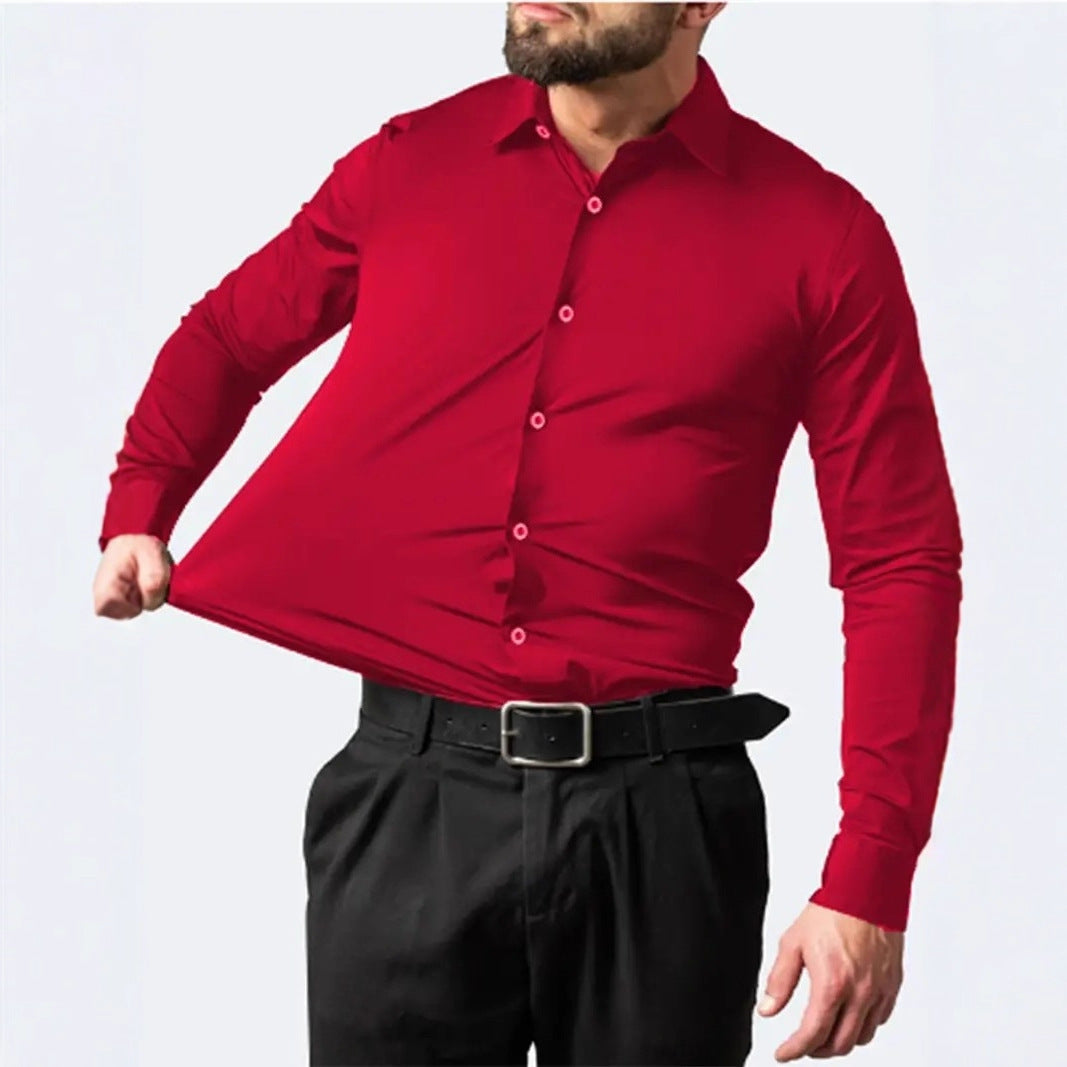 Herren Slim Fit Langarmhemd mit atmungsaktivem Stretchstoff Aliams