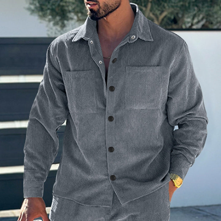 Herren Fleecejacke mit strukturiertem Design und praktischen Taschen Aliams