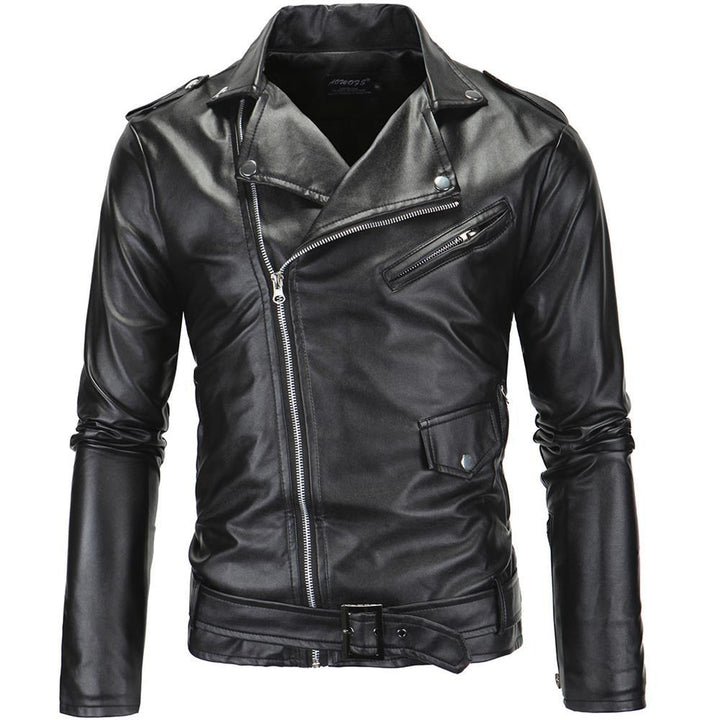 Herren stylische Bikerjacke aus hochwertigem Kunstleder Aliams