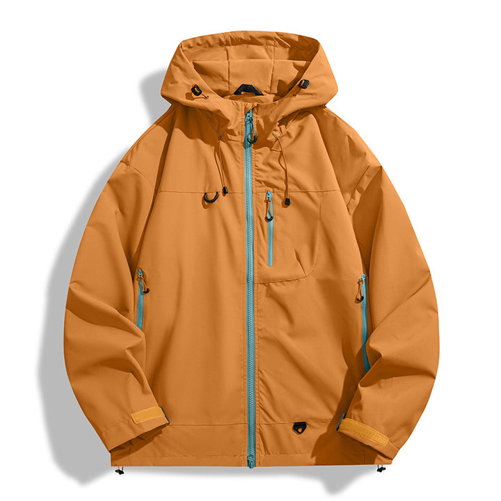 Herren wasserdichte Outdoor-Jacke mit Kapuze und atmungsaktiven Einsätzen Aliams