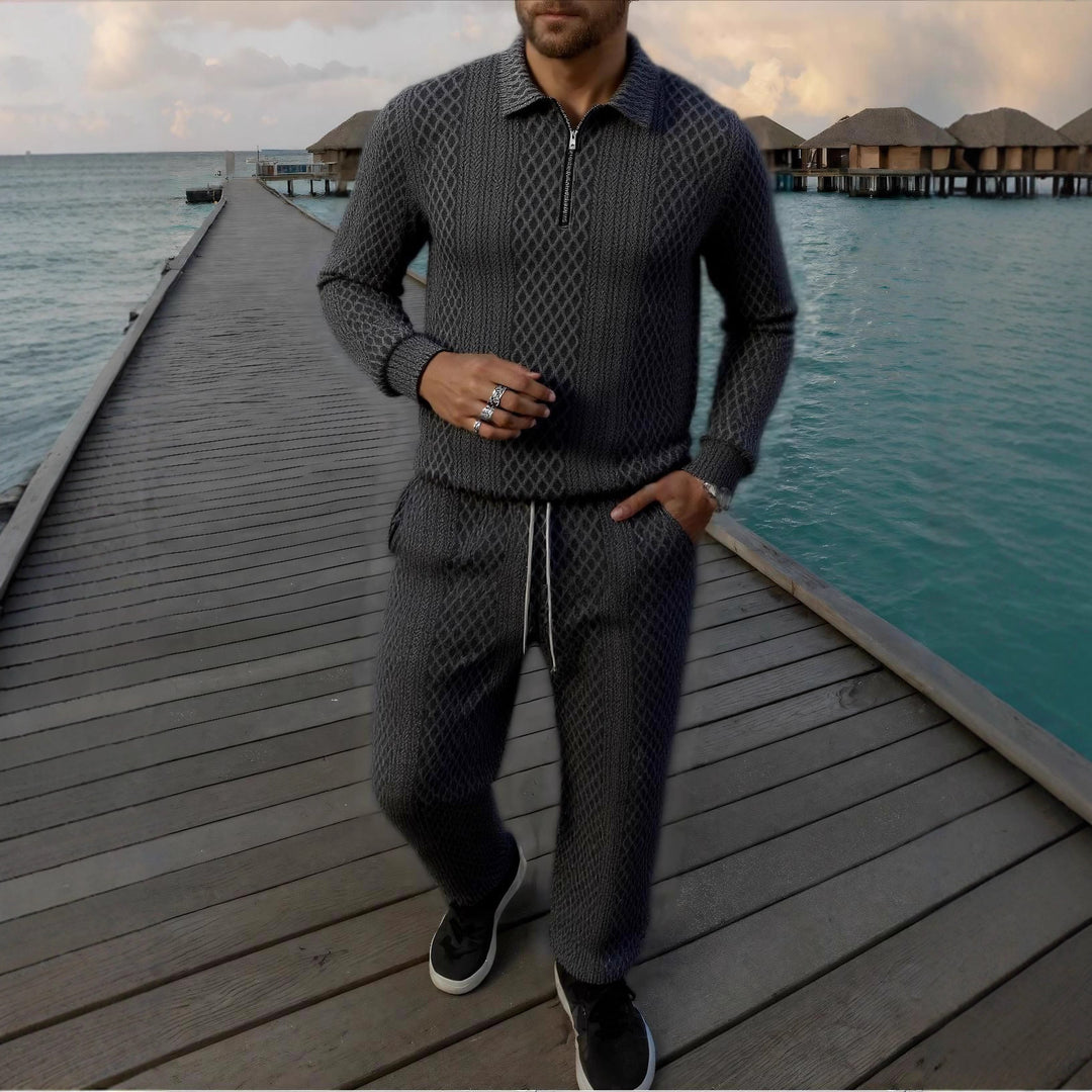 Herren Elegantes Strickanzug aus atmungsaktivem Material mit Stehkragen Aliams