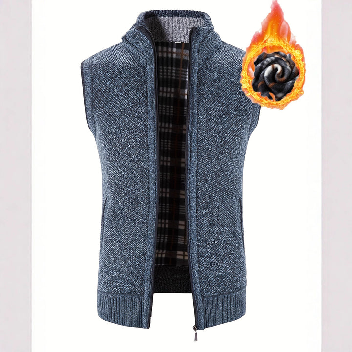 Herren Strickweste mit hohem Kragen und seitlichen Taschen Aliams