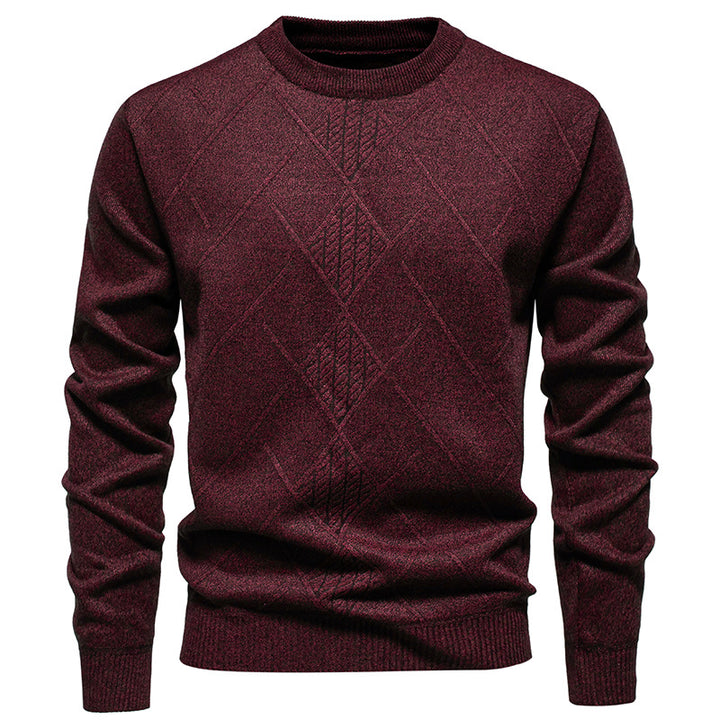 Herren Feiner Strickpullover mit strukturiertem Zopfmuster und Rundhalsausschnitt Aliams