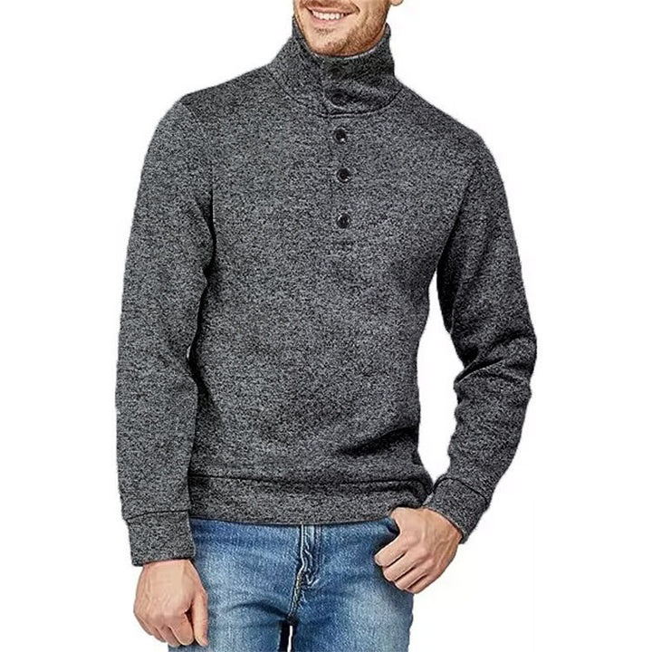 Herren Hochwertiger Pullover mit Stehkragen und Knopfdetail Aliams