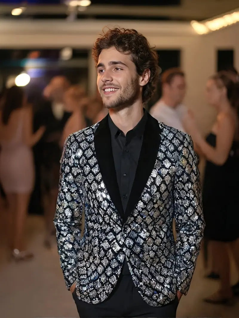 Herren Glamouröser Paillettenblazer Aliams