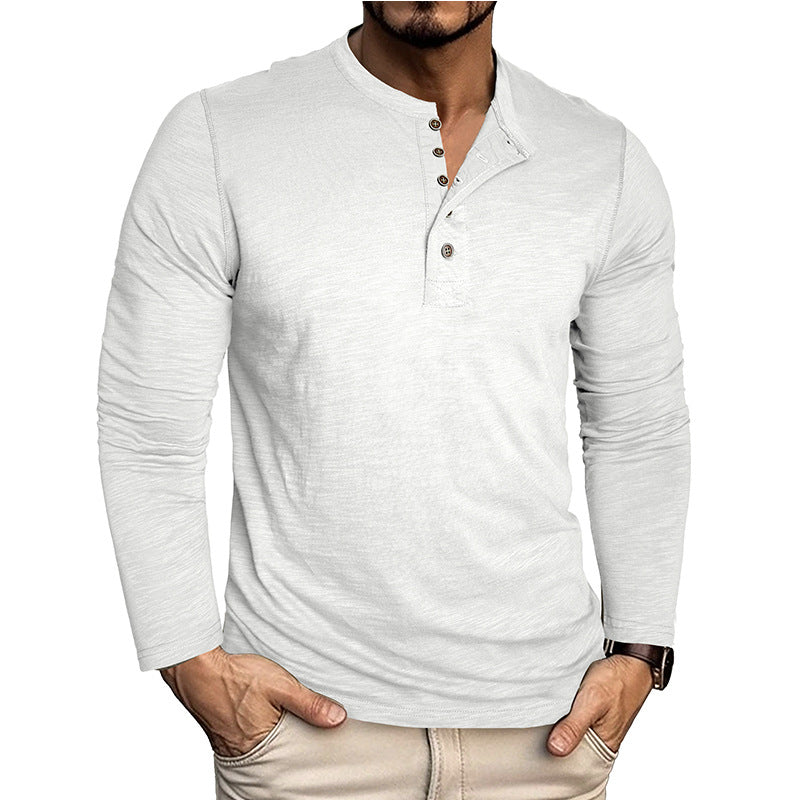 Herren elegantes Langarmshirt mit Knopfleiste Aliams