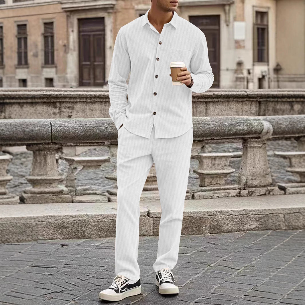 Herren elegantes Freizeitanzug mit stilvollem Hemd und bequemer Hose Aliams