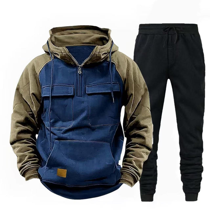 Herren funktionale Kapuzenjacke mit Reißverschluss und Jogginghose Aliams