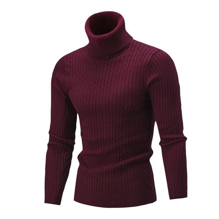 Herren Eleganter Strickpullover mit Stehkragen und feinem Zopfmuster Aliams