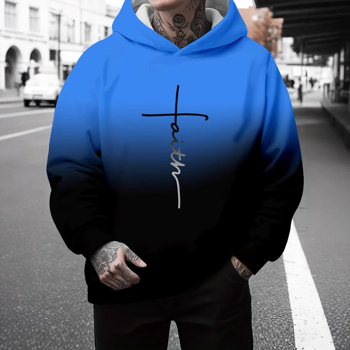 Herren Kapuzenpullover mit subtiler Farbverlauf-Optik und inspirierendem Schriftzug Aliams