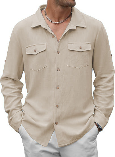 Herren klassisches Freizeithemd mit zwei Brusttaschen Aliams