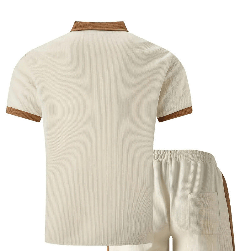 Herren Poloshirt und Shorts Set mit stylischem Kontrastdesign Aliams