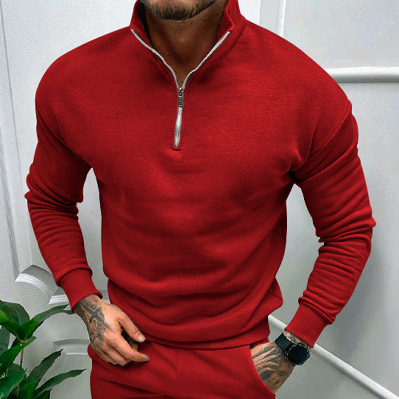 Herren Sweatshirt mit halbem Reißverschluss und elastischen Bündchen Aliams