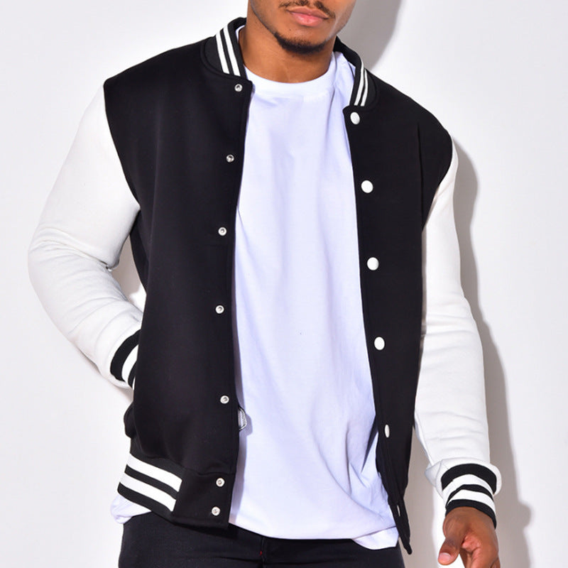 Herren Collegejacke mit kontrastierenden Ärmeln und Druckknopfverschlüssen Aliams