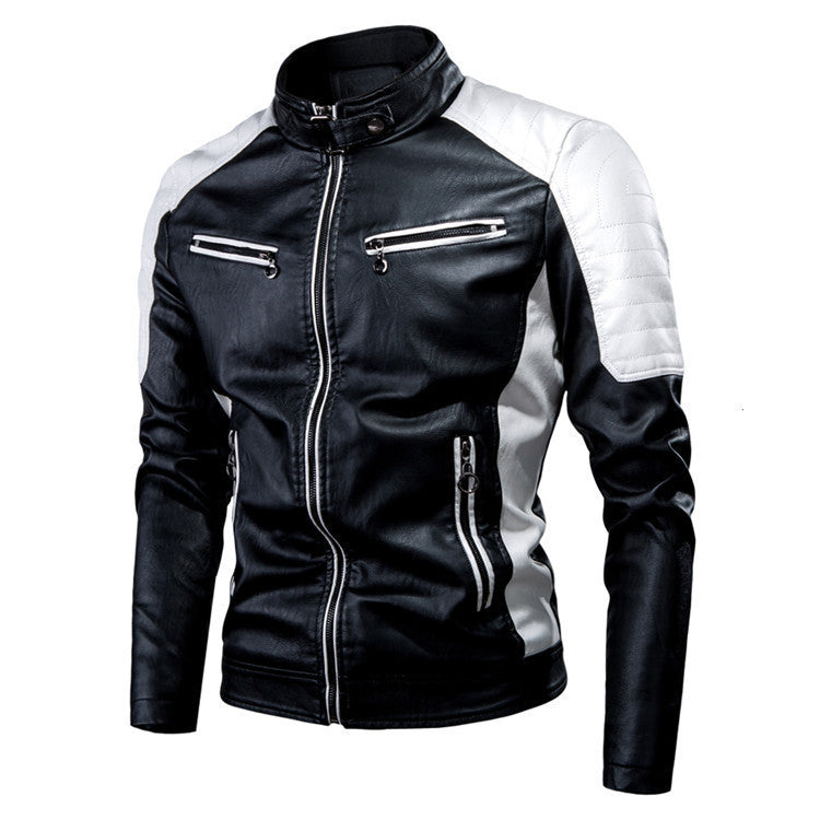 Herren Biker-Lederjacke mit Steppdetails und innovativem Reißverschluss Aliams
