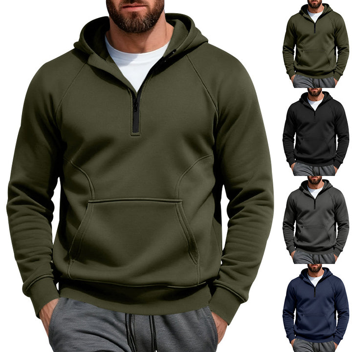 Herren Fleece Kapuzenpullover mit Reißverschluss und Kängurutasche Aliams