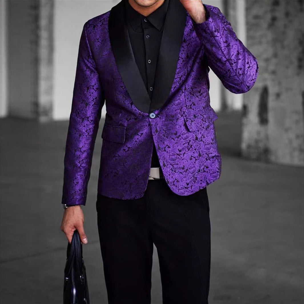 Herren eleganter Paillettenblazer mit floralem Design und schimmernder Oberfläche Aliams