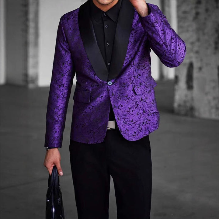 Herren eleganter Paillettenblazer mit floralem Design und schimmernder Oberfläche Aliams