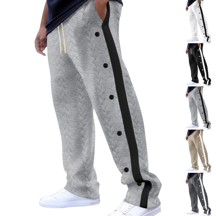 Herren atmungsaktive Jogginghose mit seitlichen Druckknöpfen und einzigartigem Strickdesign Aliams