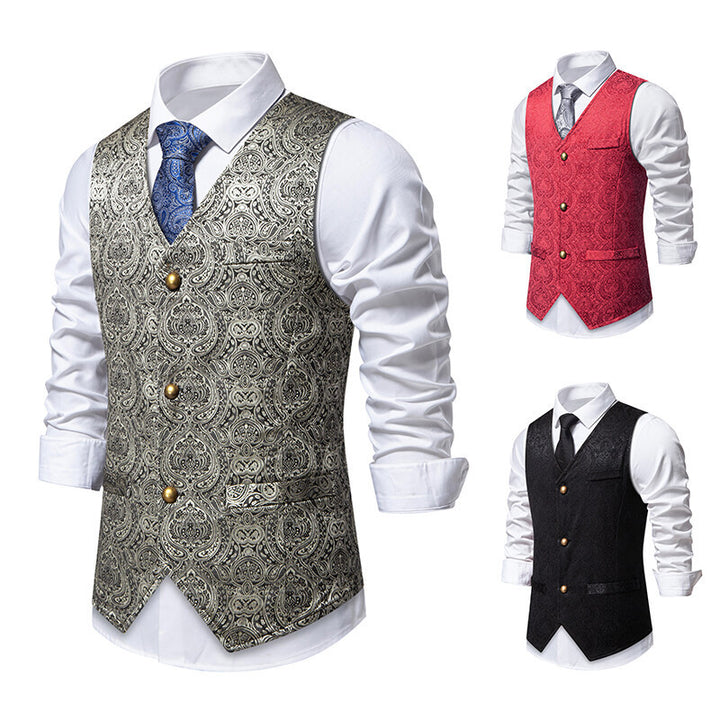 Herren elegante Anzugweste mit kunstvollem Muster und praktischen Taschen Aliams