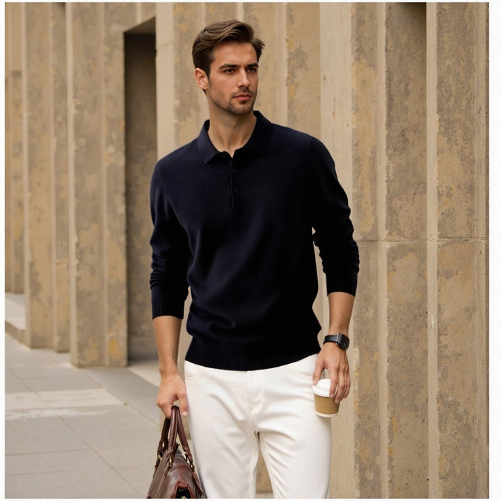 Herren eleganter Polokollektion Pullover aus feiner Baumwolle Aliams