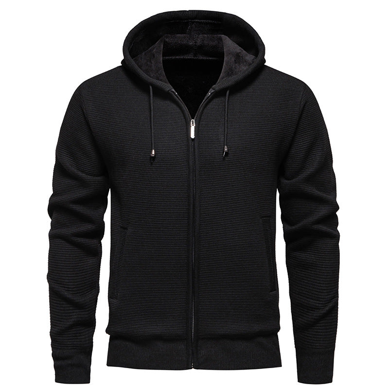 Herren sportliche Fleecejacke mit hohem Kragen und Reißverschluss Aliams