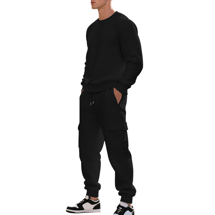 Herren Sportliches Freizeit-Set mit strukturiertem Sweatshirt und Cargo-Hose Aliams