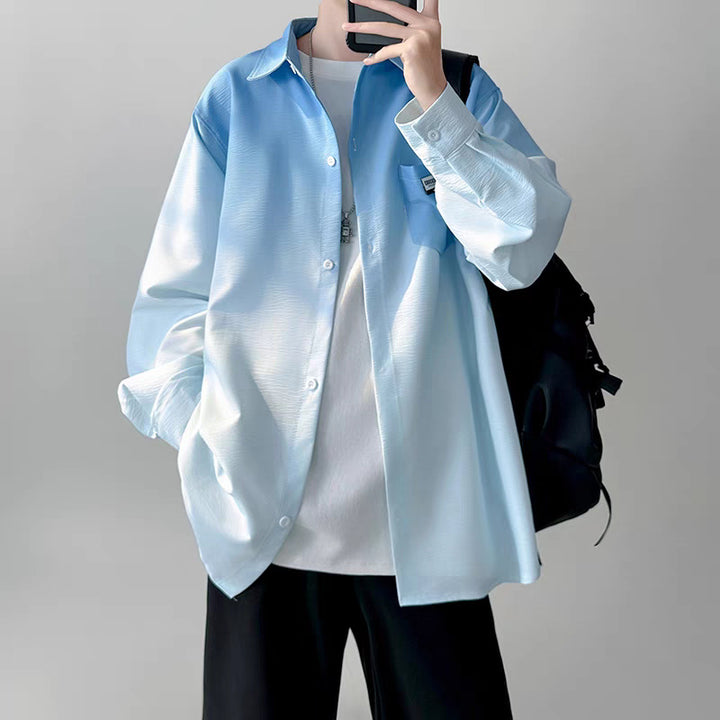 Herren Hemdjacke mit modernem Farbverlauf und praktischer Brusttasche Aliams