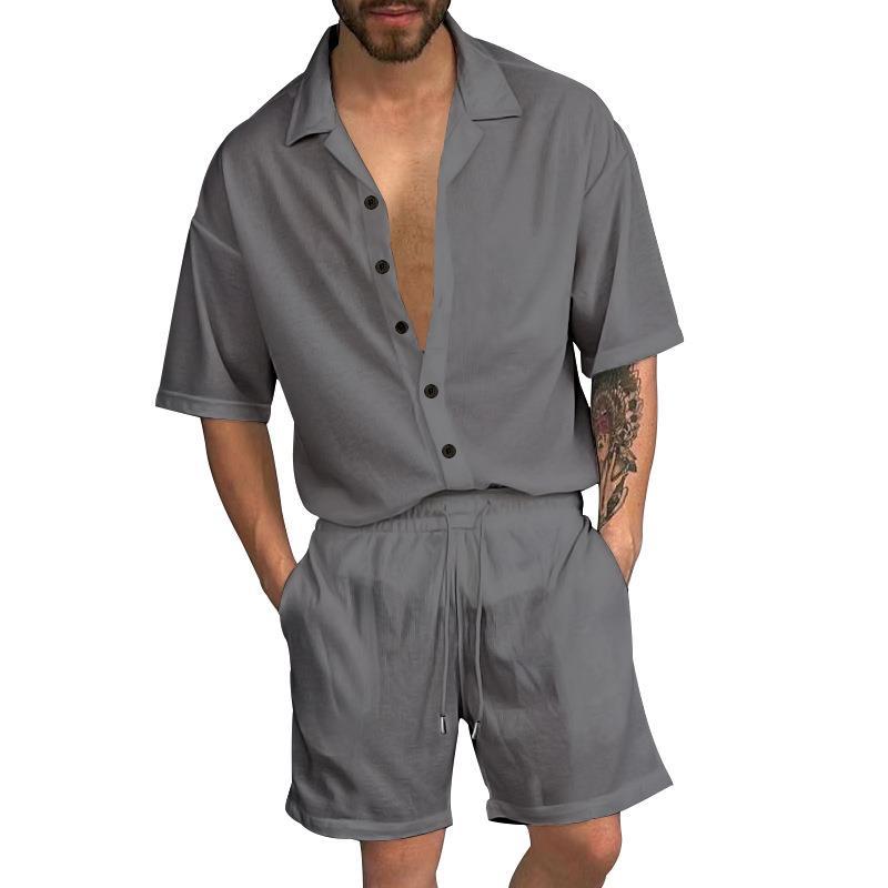 Herren Freizeit-Set mit lässigem Kurzarmhemd und elastischen Shorts Aliams
