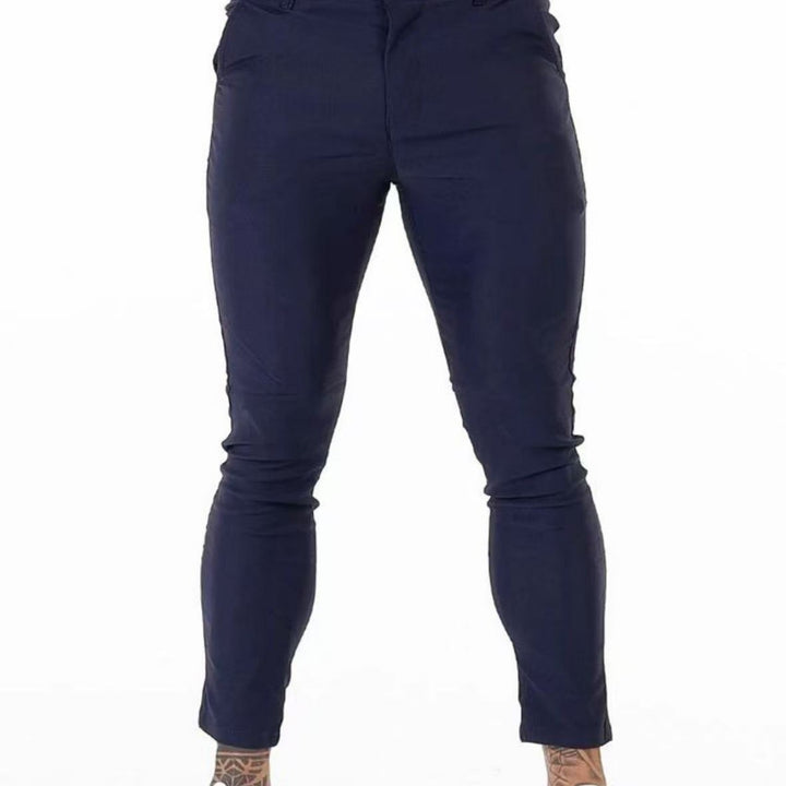 Herren Elegante Slim-Fit Chinos mit elastischem Bund und seitlichen Eingrifftaschen Aliams