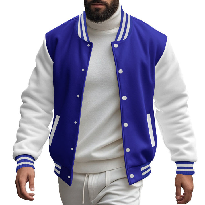 Herren Varsity-Jacke mit kontrastierenden Ärmeln und gestreiften Bündchen Aliams