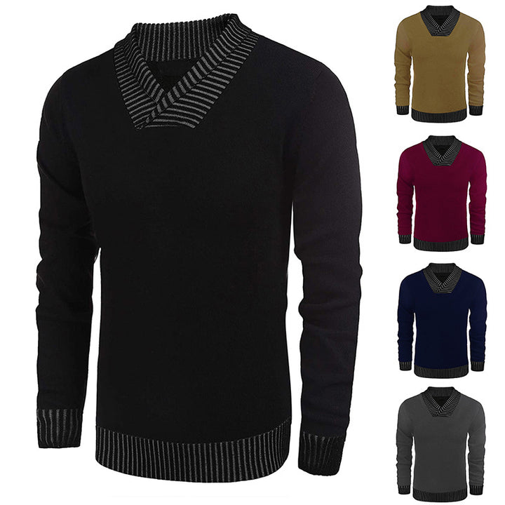 Herren eleganter Strickpullover mit modernem Schalkragen und strukturiertem Oberteil Aliams