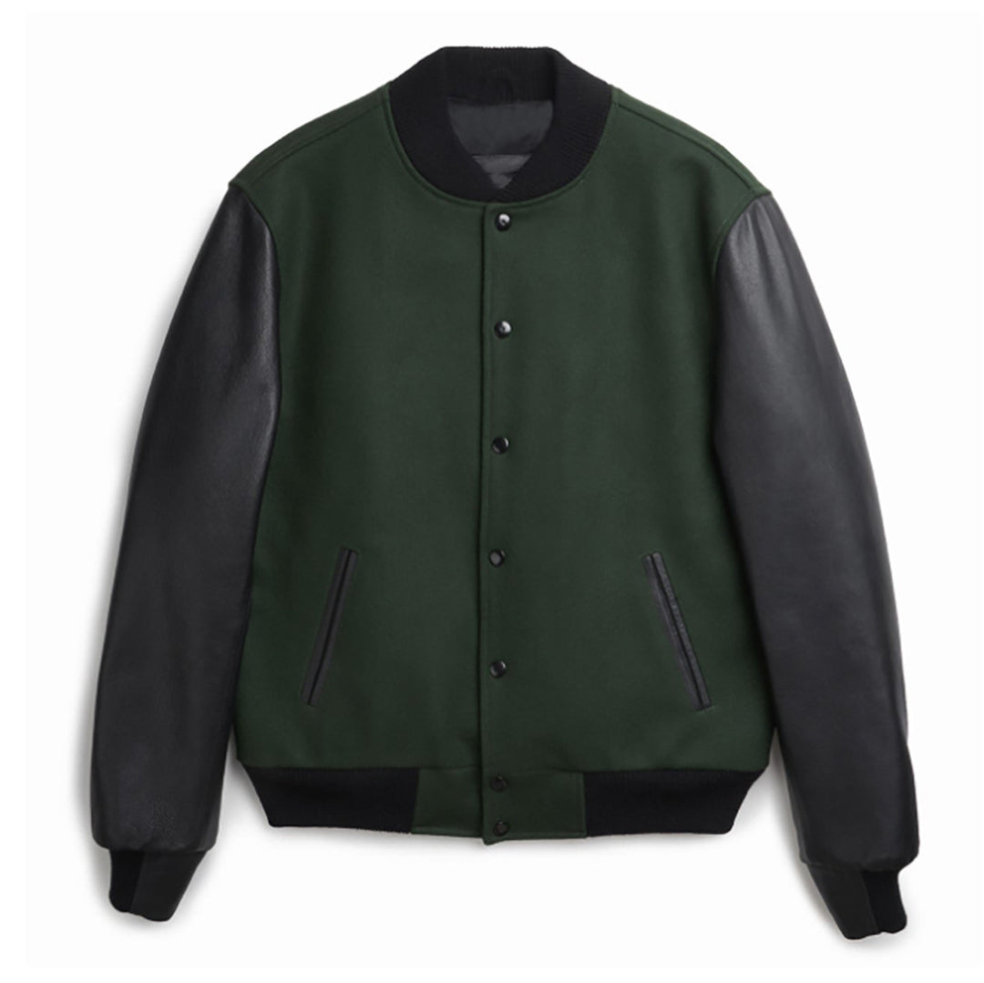 Herren stylische Collegejacke mit Lederärmeln Aliams