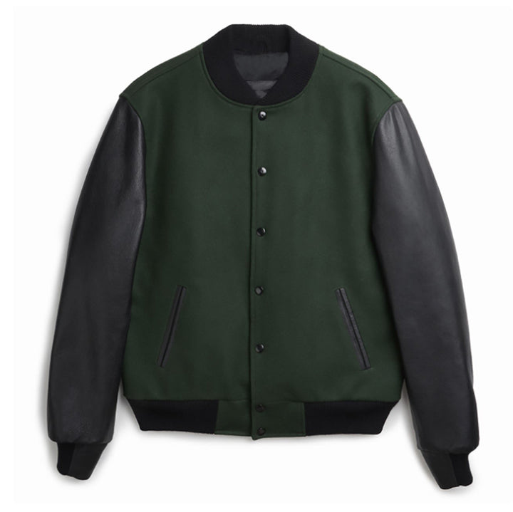 Herren stylische Collegejacke mit Lederärmeln Aliams