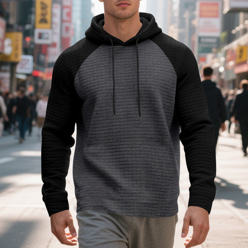 Herren Kapuzenpullover mit strukturiertem Stoff und farblich abgesetzten Ärmeln Aliams