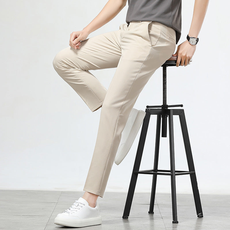 Herren bequeme Chinohose mit schmalem Schnitt und elastischem Bund Aliams
