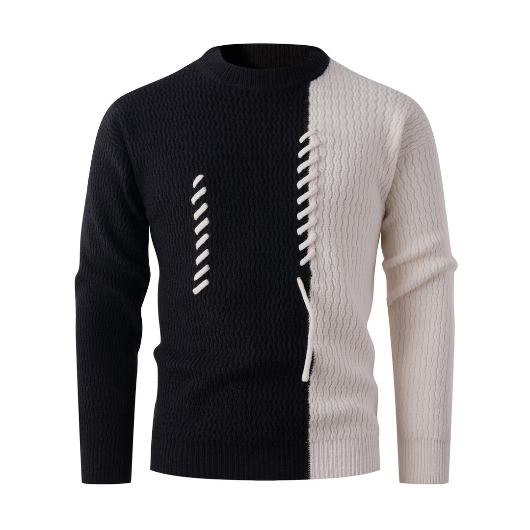 Herren Strickpullover mit modernem Zopfmuster und kontrastierenden Details Aliams