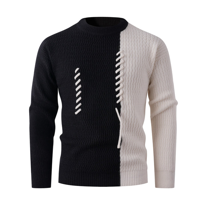 Herren Strickpullover mit modernem Zopfmuster und kontrastierenden Details Aliams