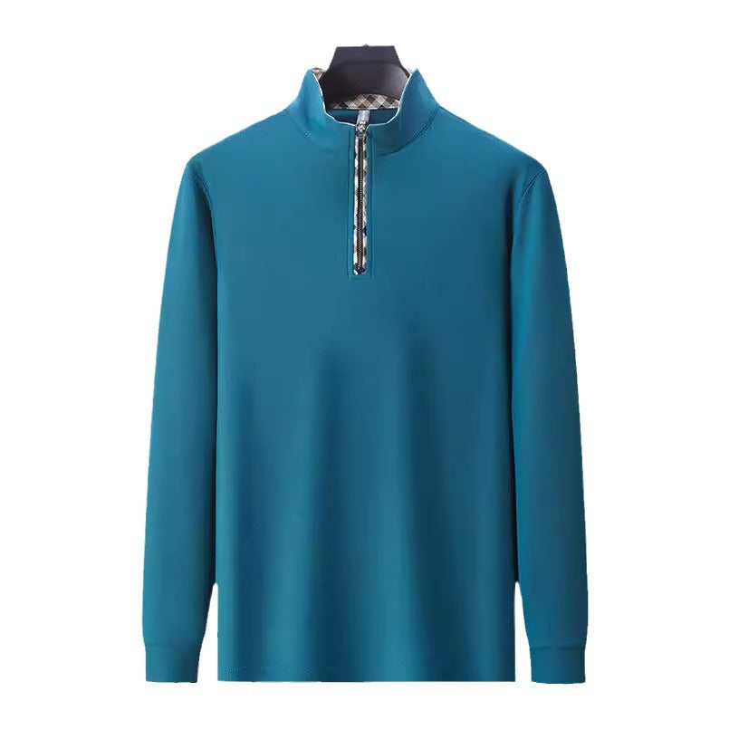 Herren Sportliches Langarmshirt mit Stehkragen und modischem Reißverschluss Aliams