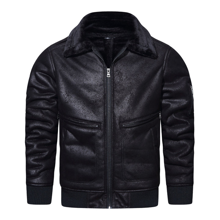 Herren Bikerjacke mit Teddyfutter und hohem Kragen Aliams